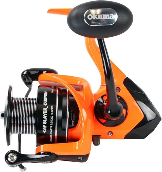 Okuma Cat Slayer Custom Spinning Reel – 6000 Size Catfish Reel with DFD Dual Force Drag, Flite Drive System, UV Reactive Body, Neon Green, CSC-6000NO