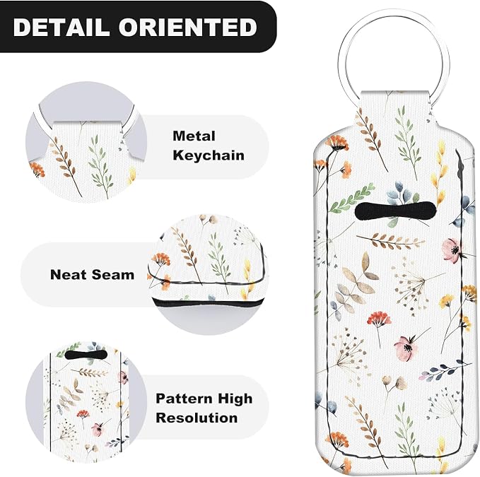 Cute Chapstick Holder Keychain,Lipstick Neoprene Clip-on Lip Balm Holder for Woman