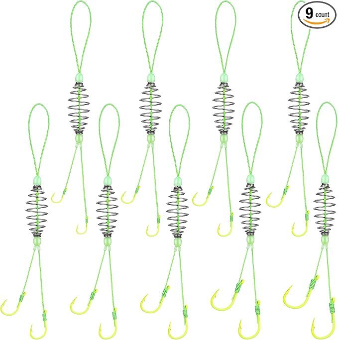 Teenyyou 9 Pack Carp Fishing Baits Hooks with Fishing Spring Carp Feeder Lure Trap Hook 6#-14# Full Size Bait Tackle