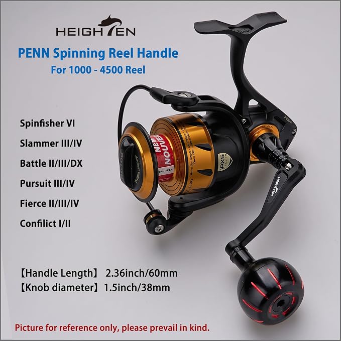 HEIGHTEN Fishing Reel Handle for Penn Spinfisher VI/Slammer III IV/Battle II III DX/Pursuit III IV/Fierce II III