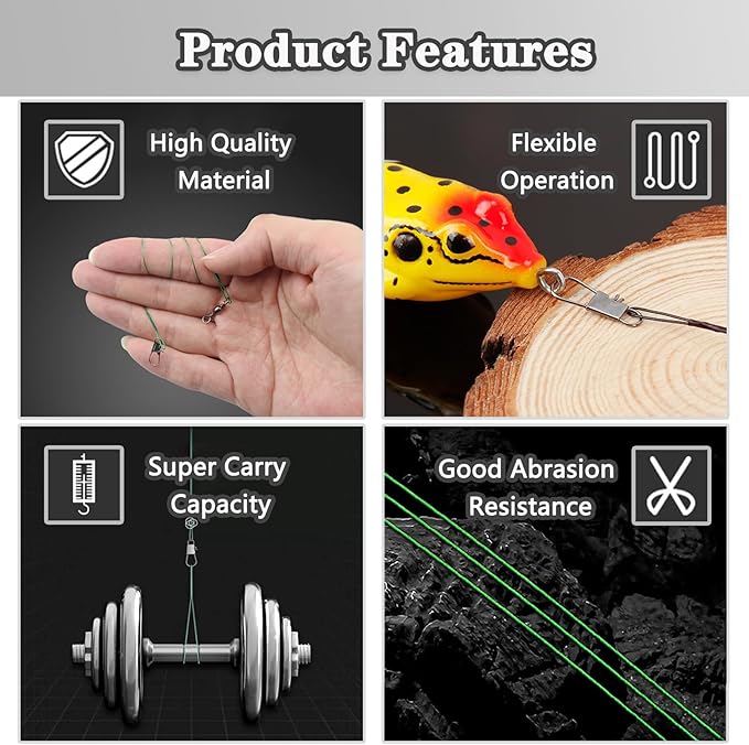 Fishing Leaders, 30pcs Stainless Steel Leader Wire Fishing Leader Line with Swivel Snaps Fishing Wire Leaders Connecting Fishing Tackle Lure or Hook for Saltwater and Freshwater