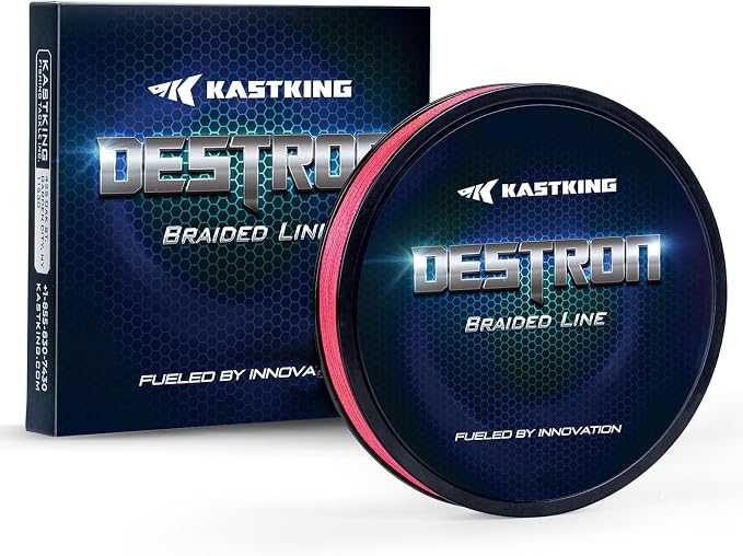 KastKing Destron Braided Fishing Line, Highly Abrasion Resistant, Improved Knot Strength, Ultra-Thin Diameter Superline, Zero Stretch & Memory, CFT “Color Fast Technology”, 75% Thinner Than Mono