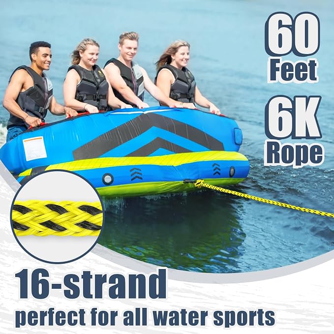 Boat Tow Rope 60ft 3-6K, Floating Ropes for Towable Tubes Accessories
