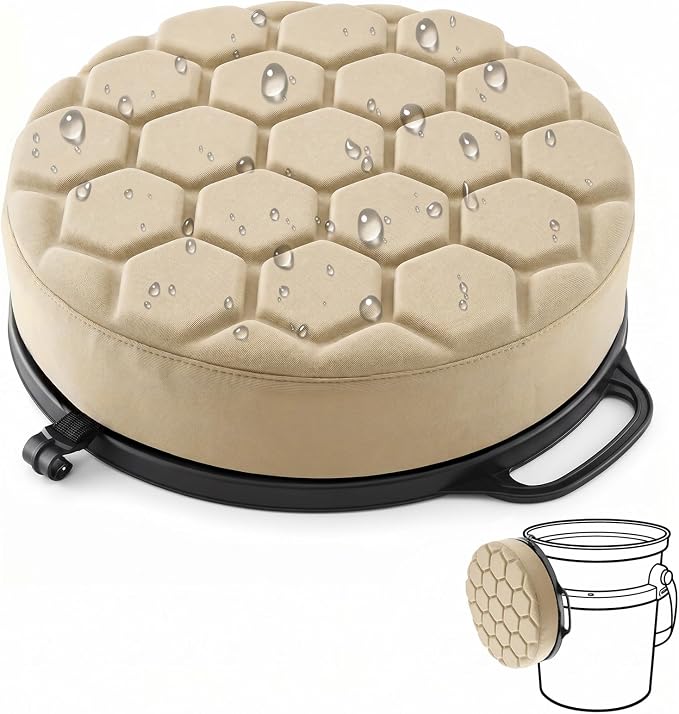 5 Gallon Bucket Seat for Yeti Loadout Bucket Only, 3" Thickened Foam Cushion, 360°Swivel Seats with Hang-It Hook, Seat lid for Dove Duck Hunting, Ice Fishing, Baseball, Camping, Gardening
