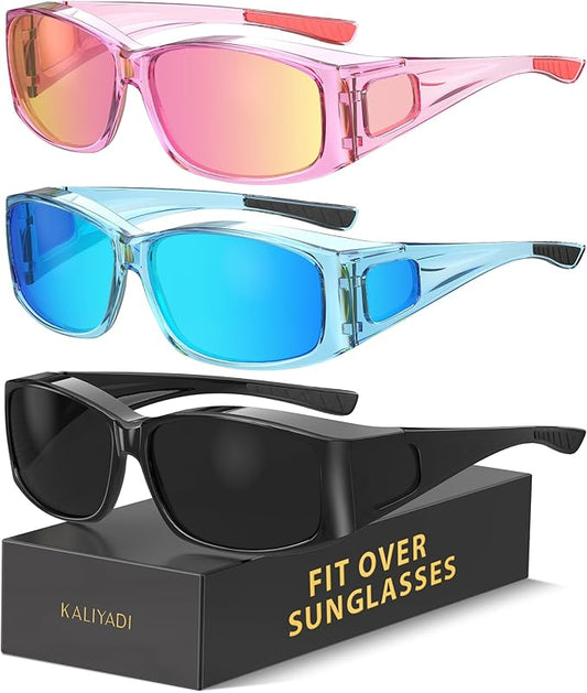 KALIYADI Polarized Sunglasses-Men Women Fit-Over-Glasses: Wrap Around Womens Sunglasses with UV400 for Driving Fishing Golf