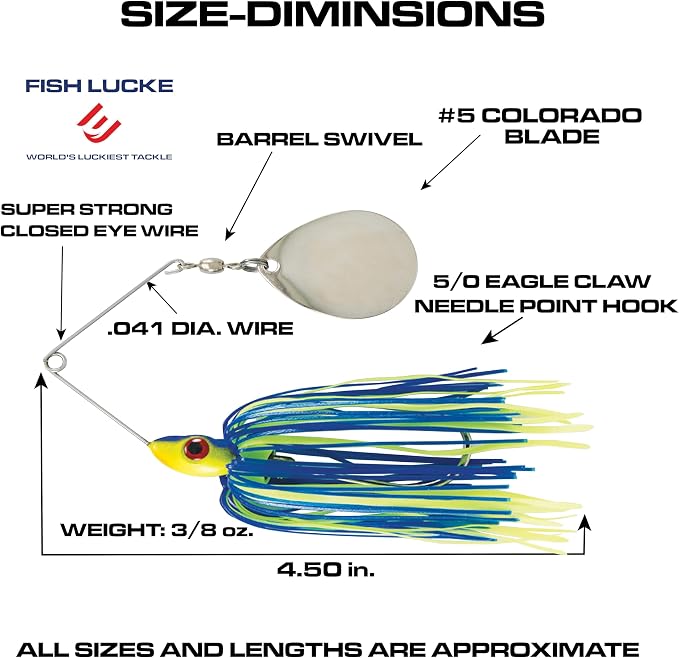 Luck E Strike Redman Spinner Bait by Jimmy Houston, 3/8 Ounce Colorado Spinnerbait