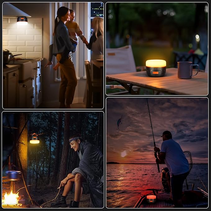 Yonktoo Camping Lantern with Remote Control, 6400mAh Rechargeable Lamp, IPX5 Waterproof Tent Light for Camping, Hiking, Power Outages, Home, Emergency Use - Wireless Remote Edition,Orange