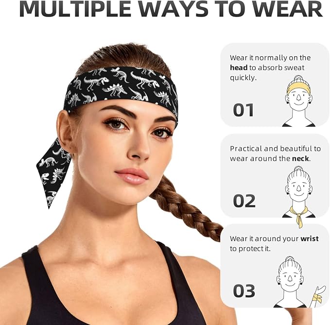 Sports Tie Headbands for Men Women, Adjustable Ninja Karate Head Band Headband for Basketball, Running, Tennis, Yoga