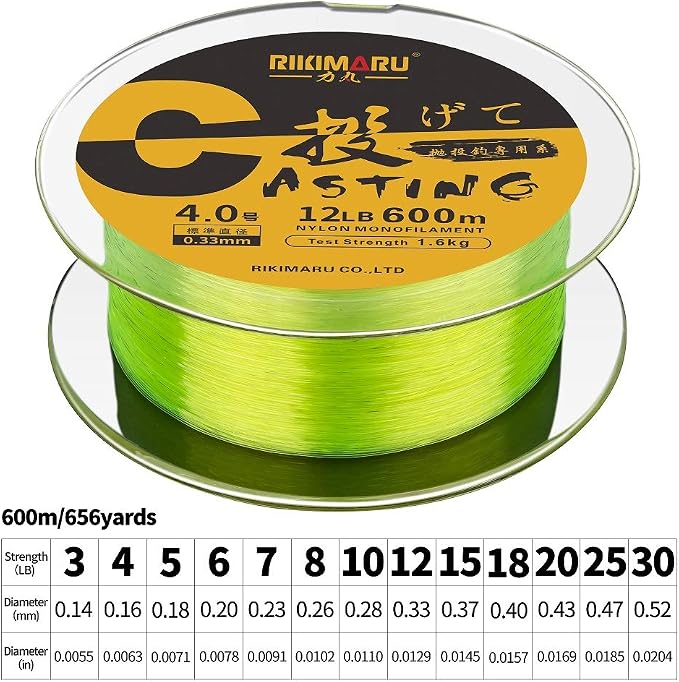 RIKIMARU Premium Monofilament Fishing Line-Strong and Abrasion Resistant Mono Line-Superior Nylon Material Fishing Line