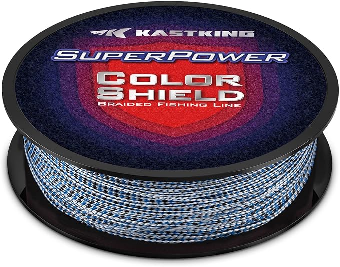 KastKing Superpower ColorShield Braided Fishing Line - Colorfast Braided Line, 100% Solution Dyed UHMWPE Fiber, Smooth & Strong Superline, Near Zero Stretch, Sensitive, High Abrasion Resistance