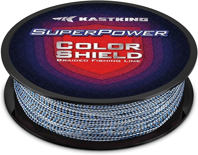 KastKing Superpower ColorShield Braided Fishing Line - Colorfast Braided Line, 100% Solution Dyed UHMWPE Fiber, Smooth & Strong Superline, Near Zero Stretch, Sensitive, High Abrasion Resistance
