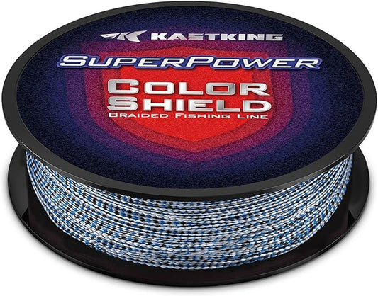 KastKing Superpower ColorShield Braided Fishing Line - Colorfast Braided Line, 100% Solution Dyed UHMWPE Fiber, Smooth & Strong Superline, Near Zero Stretch, Sensitive, High Abrasion Resistance