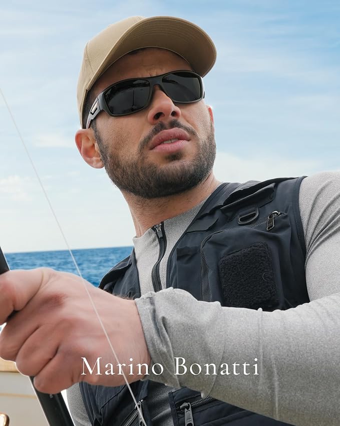 Sports Polarized Sunglasses Men Fishing Sunglasses See Fish in Water Wrap-around Glasses UV400