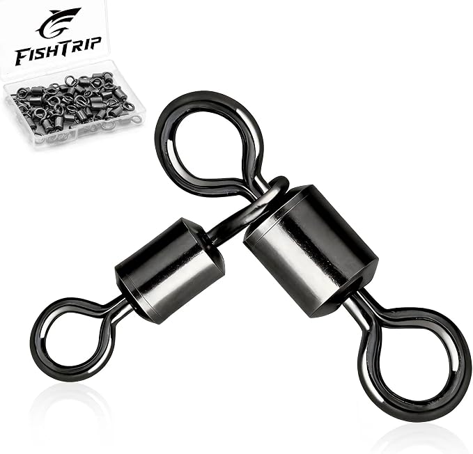 FishTrip 3 Way Fishing Swivels Tackle, 25/50PCS Heavy Duty Three Way Barrel Swivels for Bottom & Dropper Rigs, Corrosion Resistant 3-Way T-Turn Swivel for Freshwater & Saltwater Fishing 7LB-209LB