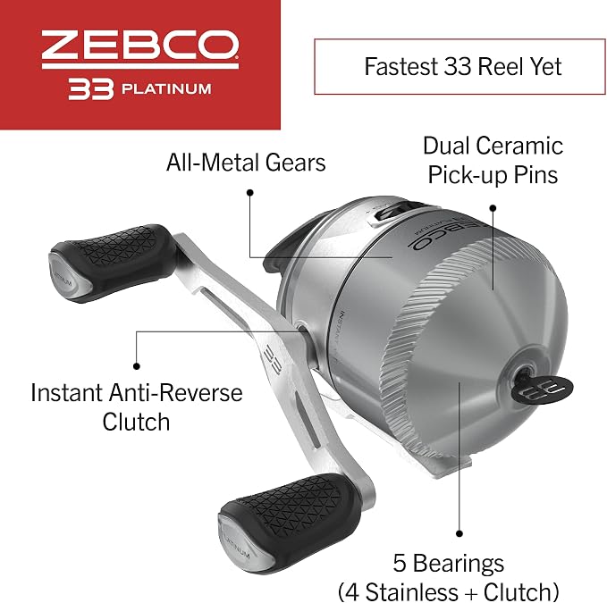 Zebco 33 Spincast Fishing Reel, Right or Left-Hand Retrieve, Pre-Spooled with Zebco Cajun Line