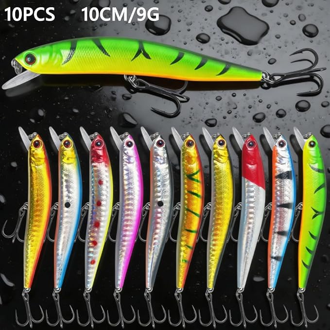 43PCS Bass Fishing Lures Kit Set Topwater Hard Baits Minnow Crankbait Pencil VIB Swimbait for Bass Pike Fit Saltwater and Freshwater