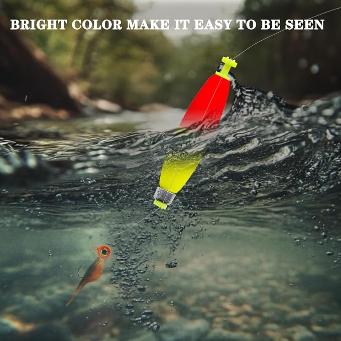 12 Pcs Fishing Bobbers Floats,Snap-on Fishing Bobber Fishing Float Corks Weighted Bobbers for Fishing Crappie Panfish Bluegill Trout