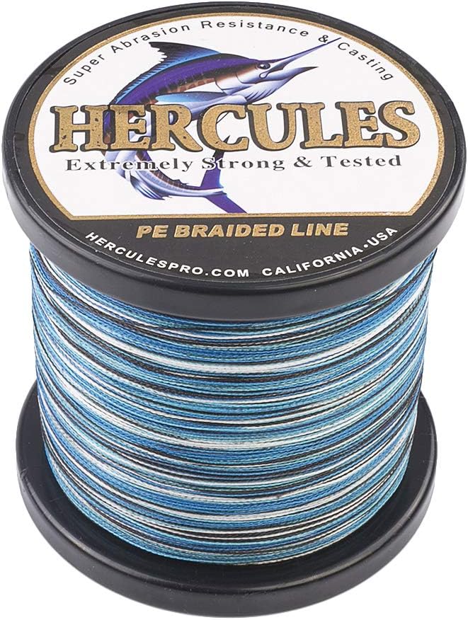 HERCULES Cost-Effective Super Strong 4 Strands Braided Fishing Line 6LB to 100LB Test for Salt-Water, 109/328 / 547/1094 Yards (100M / 300M / 500M / 1000M), Diam# 0.08MM - 0.55MM, Hi-Grade