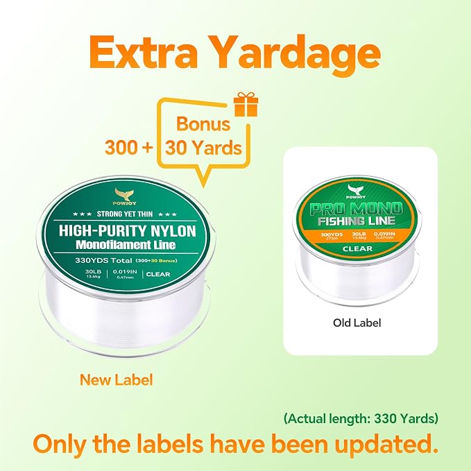 Pro Monofilament Fishing Line with Knot Instruction Cards for Multi Purpose Cost Effective, Strong Yet Thin Nylon String for Big Fishes, Tangle-Free & UV Resistant, 15/20/30/50/80LB