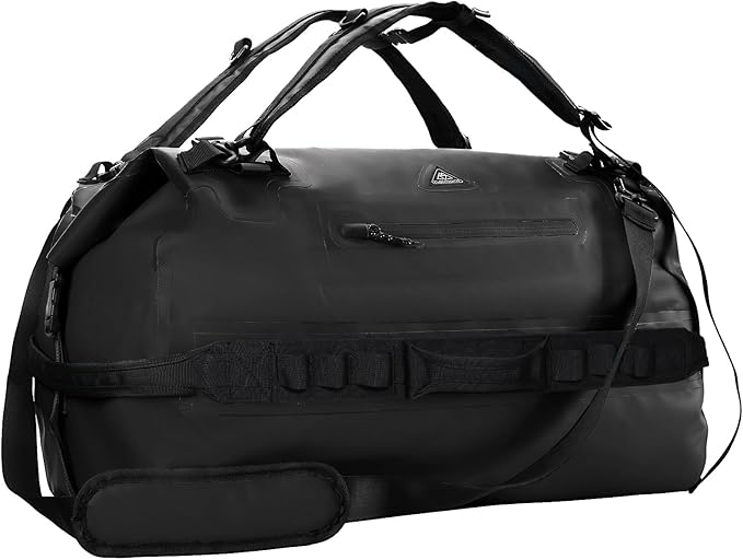 Haimont IPX7 Waterproof Roll-Top Dry Duffel Backpack | 60L/90L Sizes, 500D Tarpaulin, Welded Seams, Mesh Pockets, Boating & Kayaking