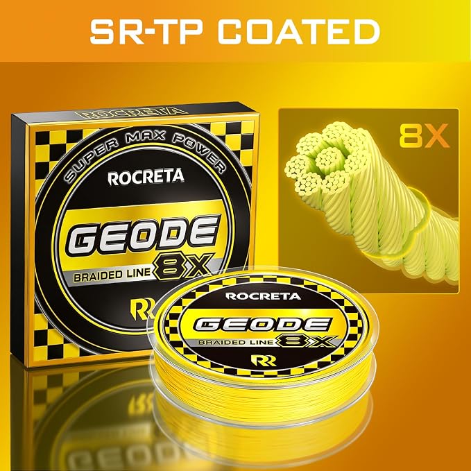 Geode Braided Fishing Line, 10-200 lb, 8 Strands, 300yds/500yds/1000yds, Colored Braid Superline