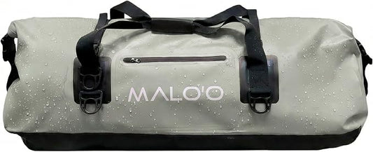 Malo’o Waterproof Dry Duffel, Heavy-Duty Roll Top Waterproof Gear Bag with Shoulder Strap & Molle Loops, Marine Duffel for Kayaking, Boating, Camping, Beach & Travel, Grey, 100L