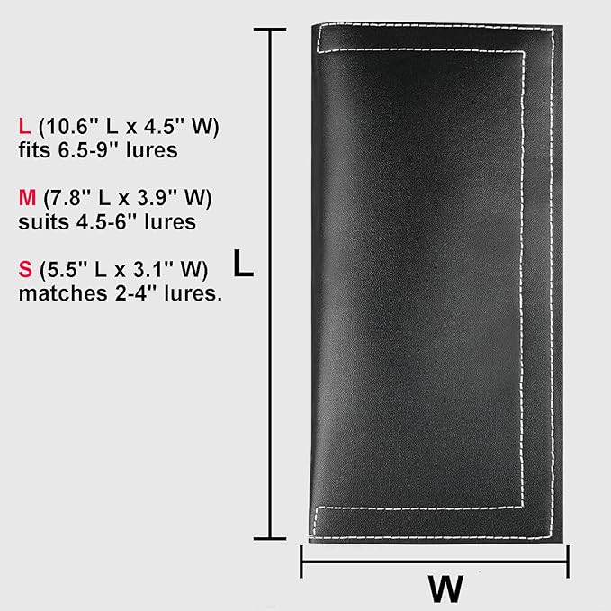 Fishing Lure Wrap (4Pack), Thickened Puncture- Resist 3 Size PVC Leather Covers for Fishing Rod, Hooks: Safe Protectors & Organized Holder Storage for Various Bait (Thickened , L: for 6.5 - 9in lures)