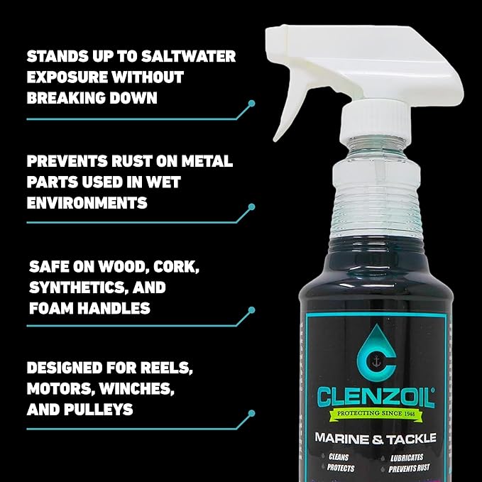 CLENZOIL Marine & Tackle - Fishing Gear Oil Lubricant - for Fish Care Reels, Boat Motors, Downriggers & More - Easily Oils Applicator