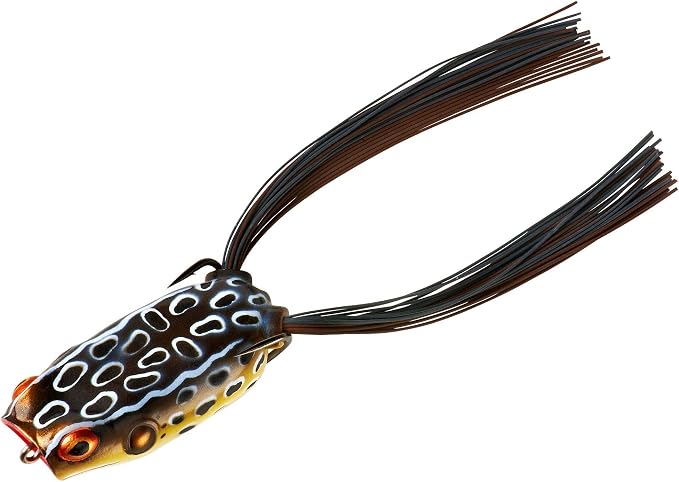 BOOYAH Poppin' Pad Crasher Topwater Bass Fishing Hollow Body Frog Lure with Weedless Hooks