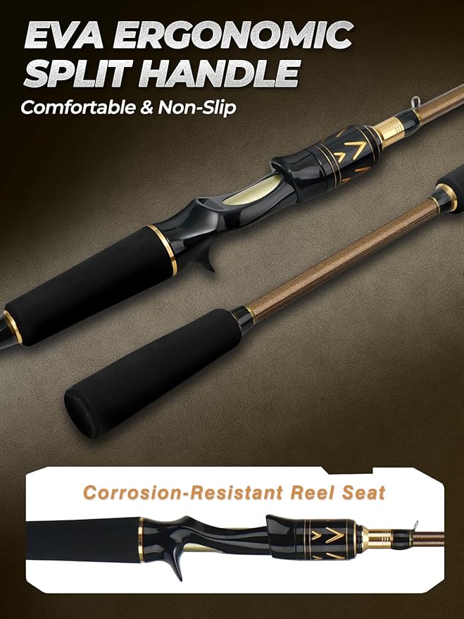 Jenseits Carbon Fiber Fishing Rod Series (6-12 Ft), Spinning & Casting Rods with Stainless Steel Ceramic Guides, Fast Action Fishing Pole for Bass, Trout, Walleye & Surf Fishing