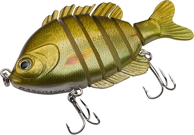 BASSDASH SwimPanfish Multi Jointed Panfish Bluegill Swimbaits Hard Topwater Bass Lures Fishing Lure Crank Saltwater 3.5in/0.85oz
