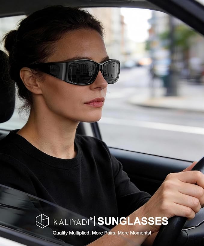 KALIYADI Polarized Sunglasses-Men Women Fit-Over-Glasses: Wrap Around Womens Sunglasses with UV400 for Driving Fishing Golf