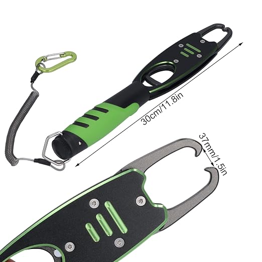 Night Cat Fish Lip Gripper with Scale, 2 in 1 Aluminum Alloy Fish Lip Grabber Professional Fishing Lip Gripper Tool Kit