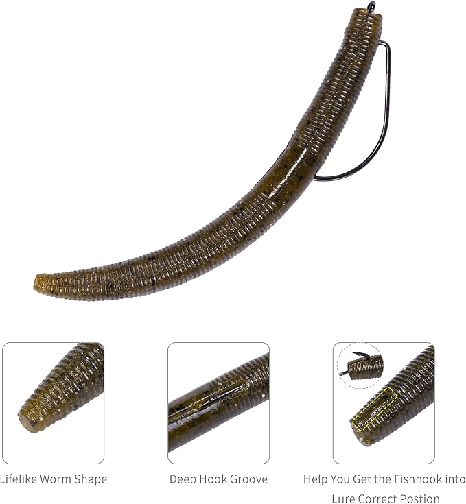 30/50/78/100Pcs Senko Worms Kit – 4"/5" Soft Plastic Fishing Lures with Salt Impregnation for Bass Fishing