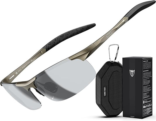 ATTCL 0.9 oz Polarized Sunglasses Men Sports: UV Protection Anti Glare Wrap Around Lightweight Metal Fishing Golf Running