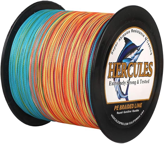 HERCULES Cost-Effective Super Strong 4 Strands Braided Fishing Line 6LB to 100LB Test for Salt-Water, 109/328 / 547/1094 Yards (100M / 300M / 500M / 1000M), Diam# 0.08MM - 0.55MM, Hi-Grade