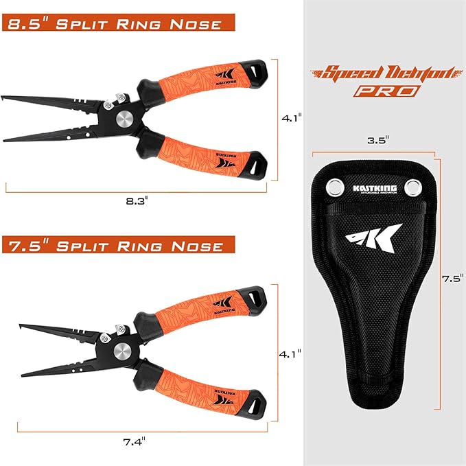 KastKing Speed Demon Pro Fishing Pliers, 420 Stainless Steel, Fishing Tools, Saltwater Resistant Fishing Gear, Tungsten Carbide Cutters, Corrosion Resistant Coating, SuperPolymer Grip Handles