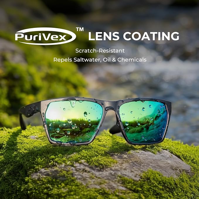 KastKing Beartrap Polarized Sports Fishing Sunglasses, With PuriVex Protective Lens Coating, Square Frame Design, Men Women