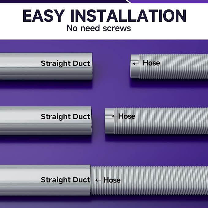 3" Width x 1.6 Ft Flexible Duct, PE Material, Mini Split Line Set Cover Part, Air Conditioner Accessories for Mini Split Air Conditioners and Central AC, Grey