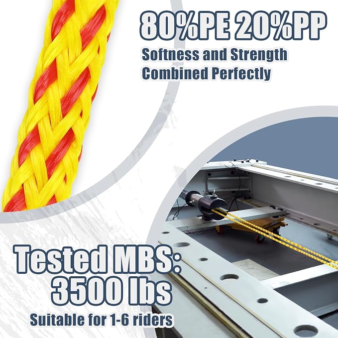 Boat Tow Rope 60ft 3-6K, Floating Ropes for Towable Tubes Accessories