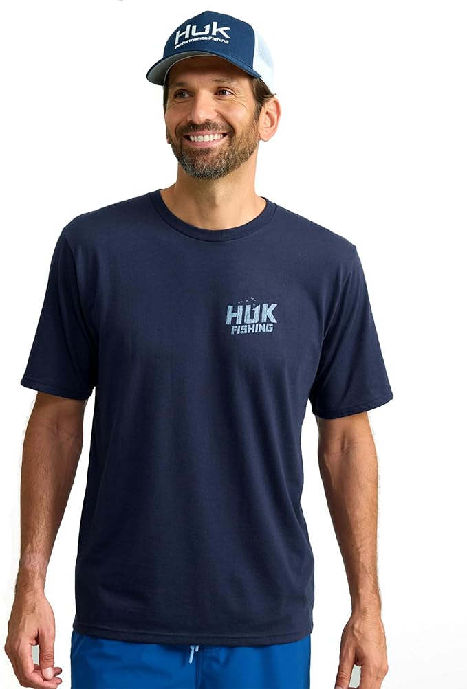 HUK Mens Performance Fishing Logo Tee, Short Sleeve T-Shirt for Men