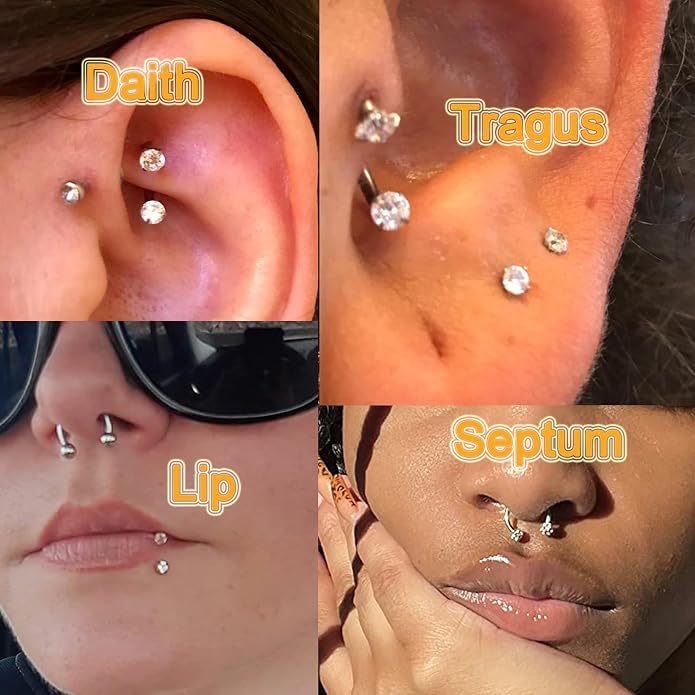 MODRSA 20g 16g 18g Piercing Taper Internal Threaded Piercing Taper Insertion Threader Tool Threadless Jewelry Changing Tool Horseshoe Nose Ring Labret Earring Studs Applicator Piercing Ball Grabber