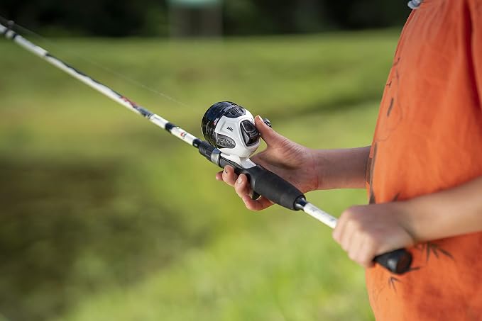 Abu Garcia 5’6" Ike Dude Youth Fishing Rod and Reel Spincast Combo, 2-Piece Rod, Size 6 Reel, Right Handle Position,White