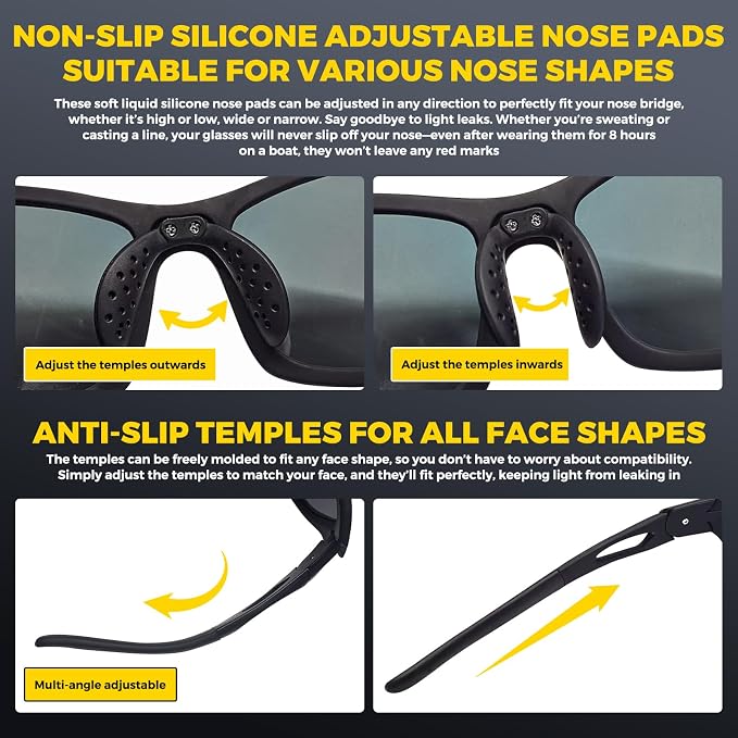 Polarized Fishing Sunglasses for Men Women, Adjustable Polarized Sunglasses, Lightweight TR90 Frame