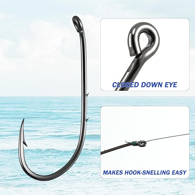 Dr.Fish 100 Pack Baitholder Hooks Freshwater Fishing Hooks, Down Eye, Offset, Walleye/Trout/Crappie/Panfish/Bluegill Saltwater Fishing