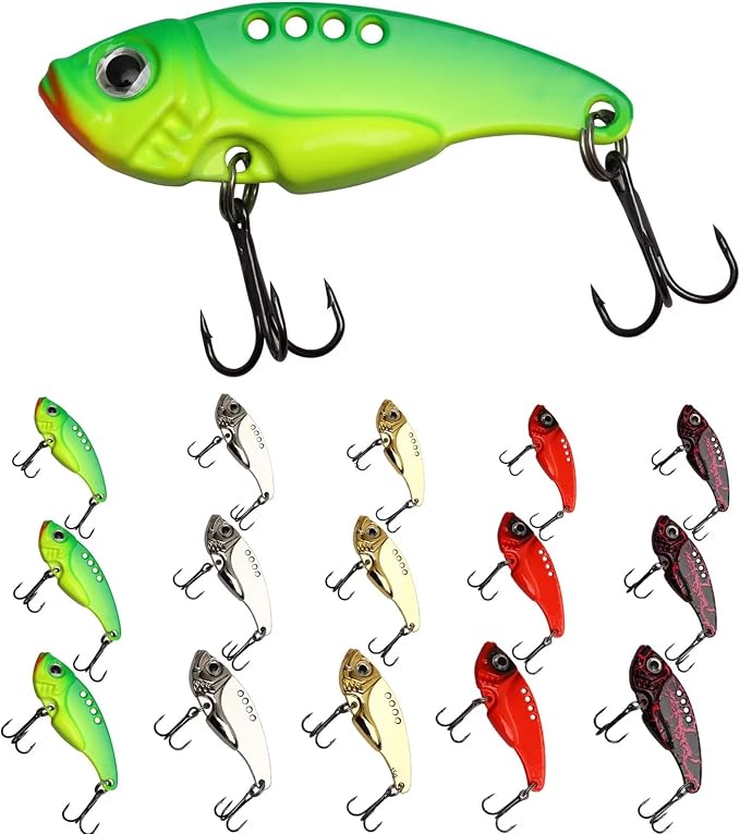 Dovesun 15/20pcs Fishing Spoon Lures Fishing Bait Trout Bass Fishing Lure for Bass, Crappie, Trout Walleye 1/5oz 1/4oz 3/8oz 1/2oz