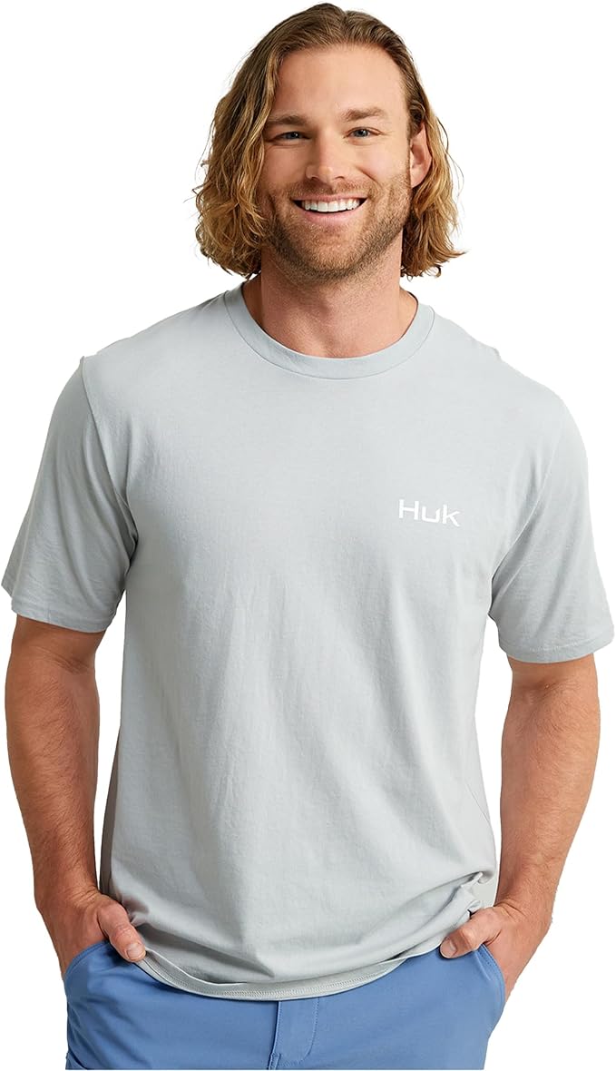 HUK Mens Performance Fishing Logo Tee, Short Sleeve T-Shirt for Men