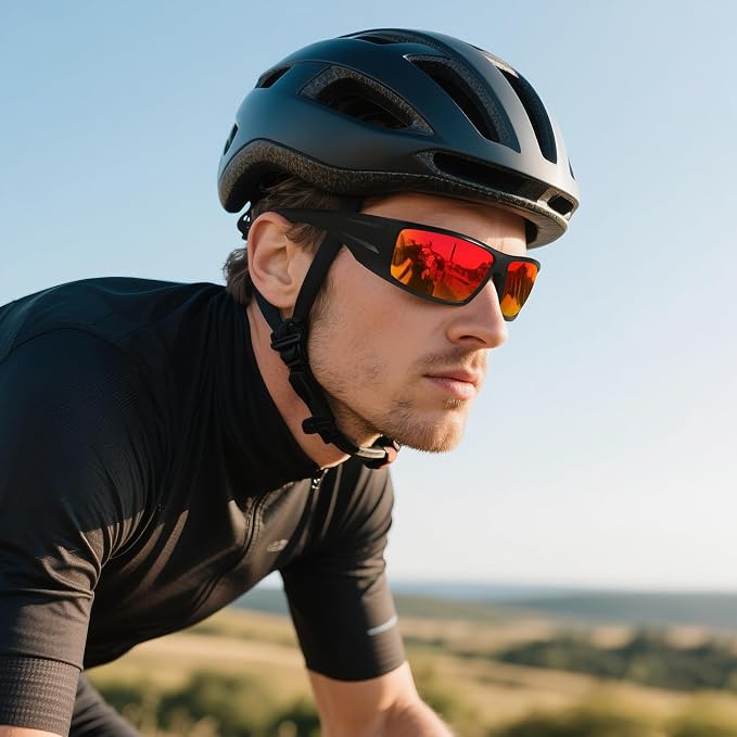 Polarized Sports Sunglasses for Men Women Unbreakable Frame Cycling Fishing Wrap Around Sunglasses UV400 Protection