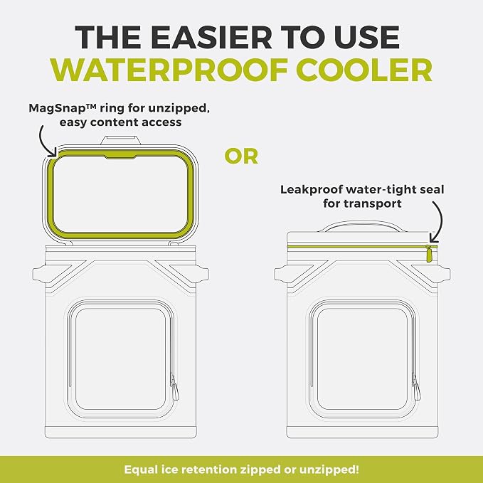 CORE Magnetic Leak Proof Soft Cooler with Waterproof Zipper | Insulated Bag Portable Ice Chest Box | Best Soft Cooler for Food & Beverages for Tailgating, Car Camping, Travel, and Family Beach Picnics