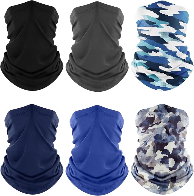Fuinloth Neck Gaiter, 6 Pack Cooling UV Protection Bandana Face Mask Gator Scarf for Men Women